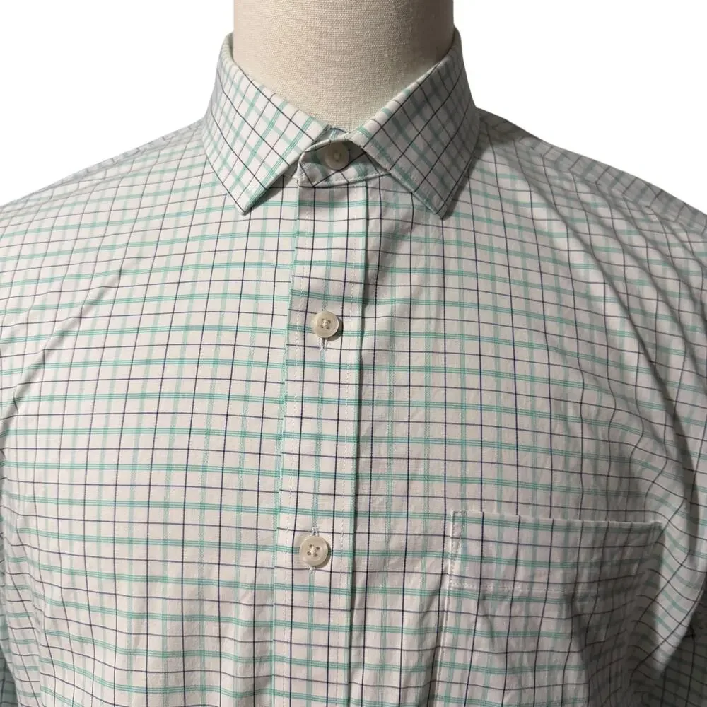 J. Crew White Plaid Thompson Button Down Shirt Sz L Preppy Classic Minimalist